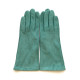 Gants en cuir chèvre velours vert émeraude "COLINE BIS".