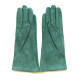 Leather gloves of goat-skin suede emerald green "COLINE BIS"
