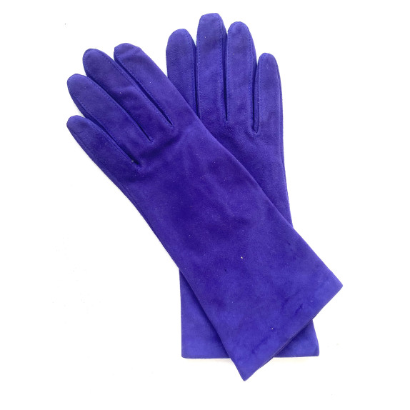 Leather gloves of velvet goat purple "COLINE BIS"