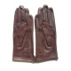 Gants en cuir d'agneau marron et noir "CLEMENTINE".