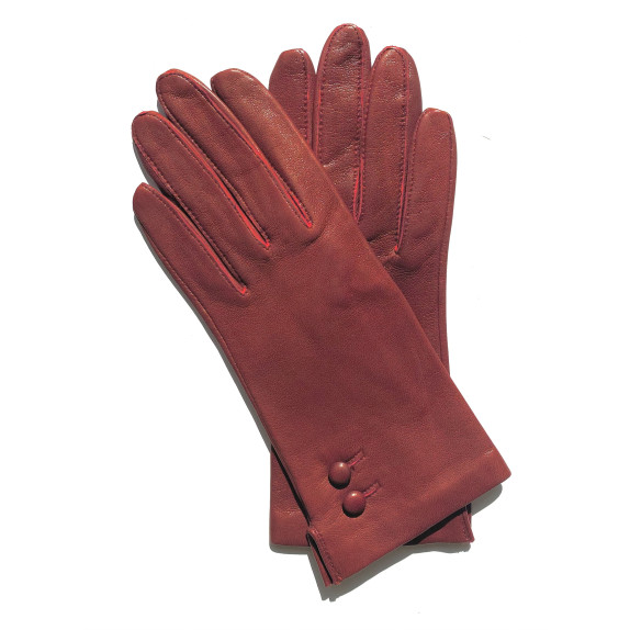 Gants en cuir d'agneau bordeaux "CLEMENTINE".