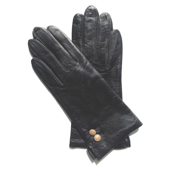 Leather gloves of lamb brown and sand "CLEMENTINE".