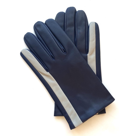 Gants en cuir d'agneau prune et gris perle "AKI".