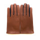 Gants en cuir d'agneau cognac et marine "TWIN H".