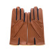 Gants en cuir d'agneau cognac et marine "TWIN H".