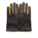 Gants en cuir d'agneau noir et maïs "TWIN H".