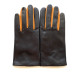 Leather gloves of lamb black and maize "TWIN H"