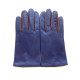 Leather gloves of lamb blue berry and burgundy "TWIN H"