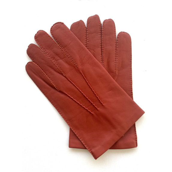 Gants en cuir d'agneau orange "PIERRE".