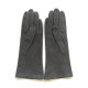 Leather gloves of velvet goat grey "COLINE BIS"