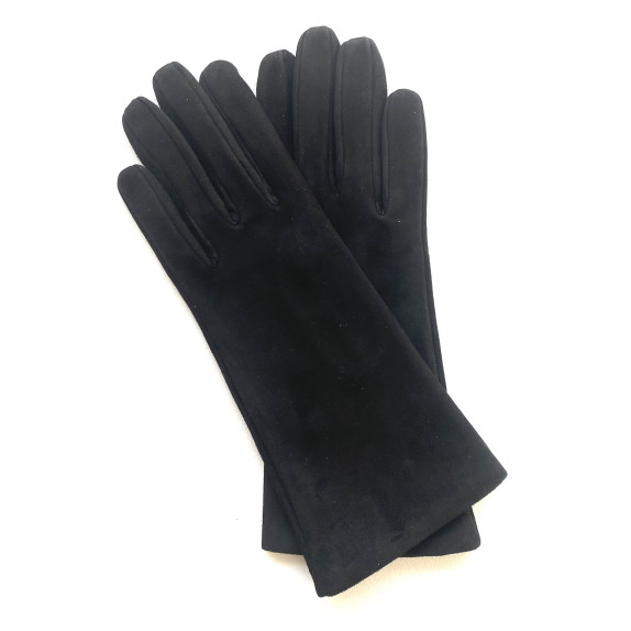 Leather gloves of velvet goat black "COLINE BIS"