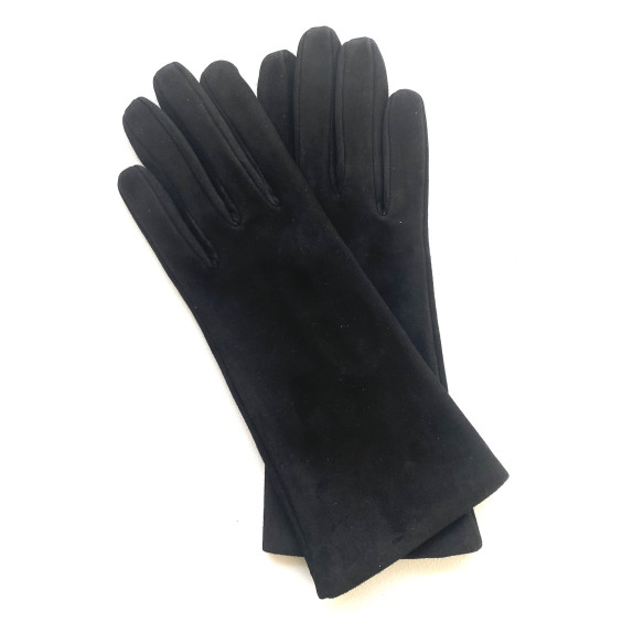 Gants en cuir chèvre velours noir "COLINE BIS".