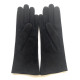 Leather gloves of velvet goat black "COLINE BIS"