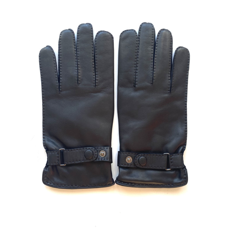 Gants en cuir d'agneau noir PIERRE.