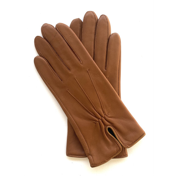 Gants en cuir d'agneau biscuit "JULIE".