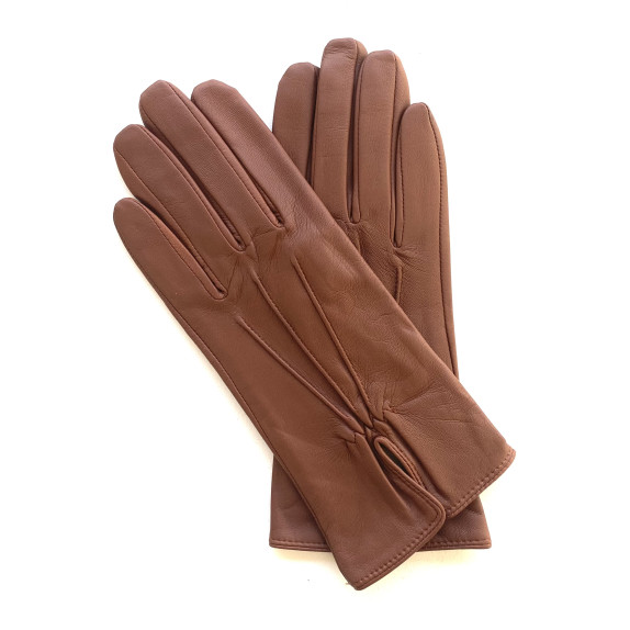 Gants en cuir d'agneau cognac "JULIE".