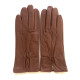 Gants en cuir d'agneau cognac "JULIE".