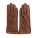 Gants en cuir d'agneau cognac "JULIE".