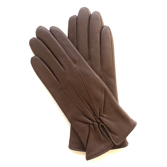 Leather gloves of lamb candied chesnut "JULIE".