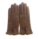 Gants en cuir d'agneau marron glacé "JULIE".