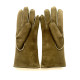 Leather gloves of sherling khaki "ANASTASIA".