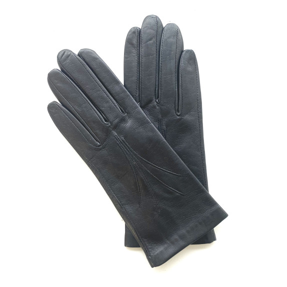 Gants en cuir d'agneau noir "MARIA".