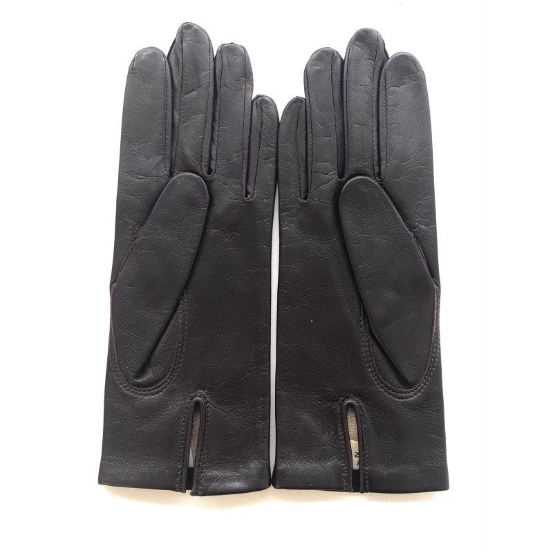 GF61037 Gants femme cuir agneau marine , bison, marron