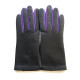 Leather gloves of lamb black and amethyst "COLOMBE".