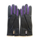 Leather gloves of lamb black and amethyst "COLOMBE".