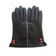 Gants en cuir d'agneau noir et orange "CLEMENTINE".