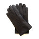 Gants en cuir de cerf et d'agneau noir "OSCAR BIS".