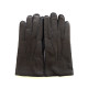 Gants en cuir de cerf et d'agneau noir "OSCAR BIS".