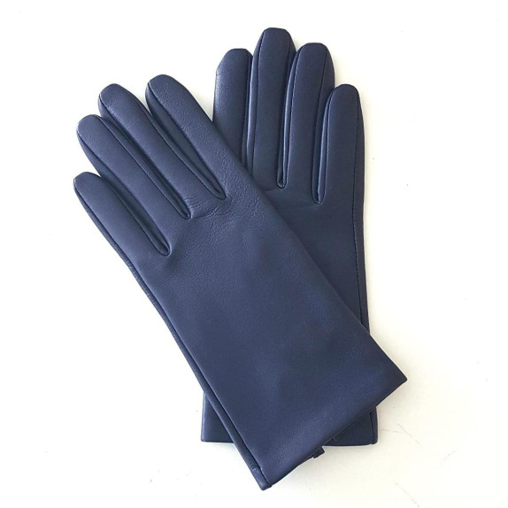 Leather gloves of lamb blue berry "CAPUCINE".
