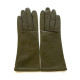 Leather gloves of lamb olive lining cashmere "COLINE"