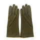 Leather gloves of lamb olive lining cashmere "COLINE"