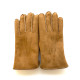 Leather gloves of shearling chesnut "IGOR ".