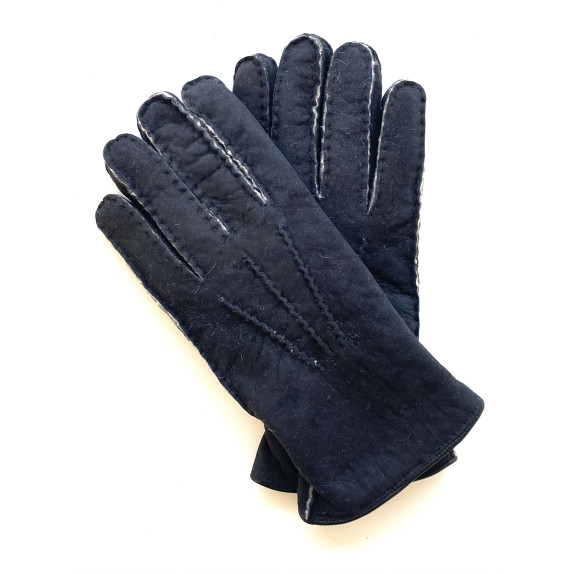 Gants en cuir d'agneau lainé noir "IGOR".