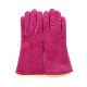 Leather gloves of sherling fuchsia "ANASTASIA".