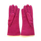 Leather gloves of sherling fuchsia "ANASTASIA".