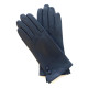 Gants en cuir d'agneau bleu marine "CLEMENTINE".