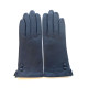 Leather gloves of lamb navy "CLEMENTINE"