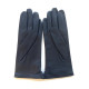 Gants en cuir d'agneau bleu marine "CLEMENTINE".