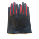 Leather gloves of lamb black and red "COLOMBE".