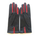 Leather gloves of lamb black and red "COLOMBE".
