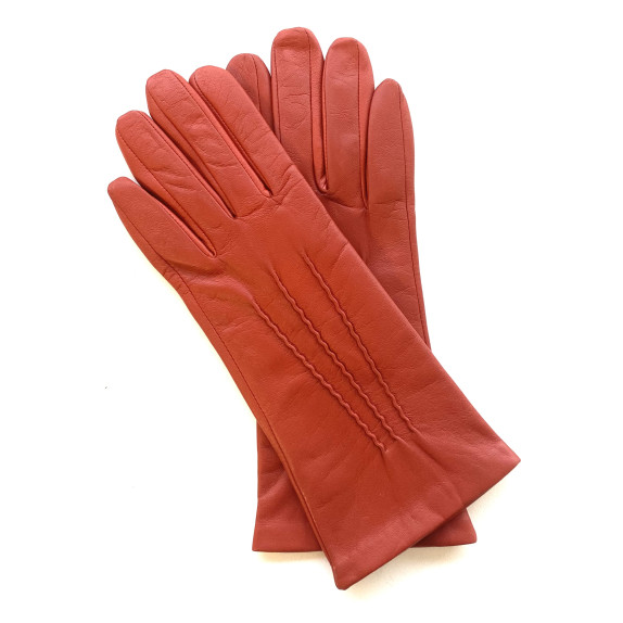 Gants en cuir d'agneau orange "CELIA".