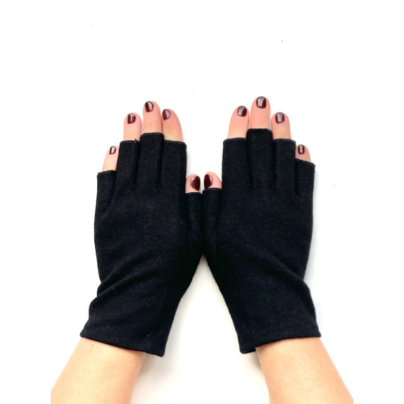 Wool and acrylic black mittens "LOUCIA"