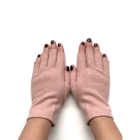 Wool and acrylic pink mittens "LOUCIA"