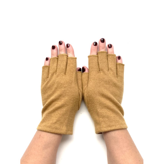 Wool and acrylic mustard mittens "LOUCIA"