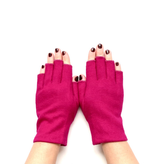 Wool and acrylic fuchsia mittens "LOUCIA"