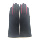 Wool and acrylic black and burgundy gloves "LAURA"